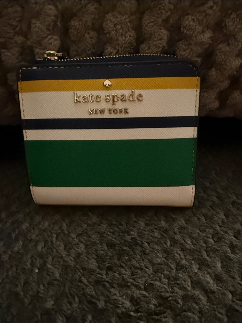 kate spade Striped Zip Wallet - Navy, Green, White, Yellow